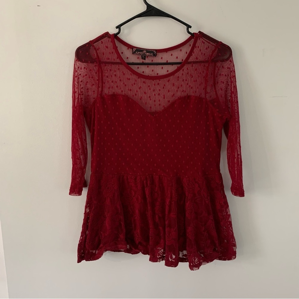 Almost Famous Lace Overlay Top Size XL